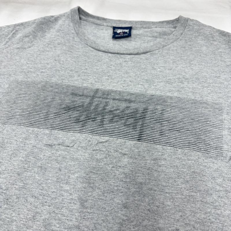 ステューシー STUSSY Tシャツ 半袖 90s OLD オールド ロゴ 両面 プリント 半袖 TシャツUSA製 紺タグ M ロゴ、文字 X プリント 灰 / グレー / gray メンズ USED 古着 中古 50160016