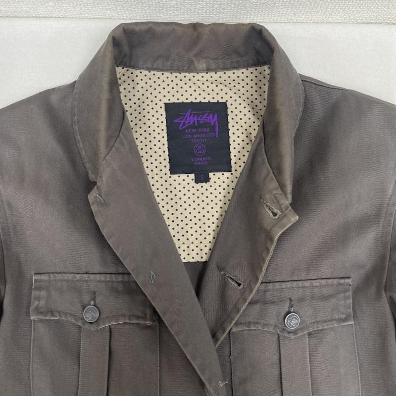 ステューシー STUSSY ジャケット、上着 ジャケット、ブレザー 紫タグ 裏地 ドット柄 シャツ ジャケット カバーオール S ダークブラウン / ダークブラウン / メンズ USED 古着 中古 50160029