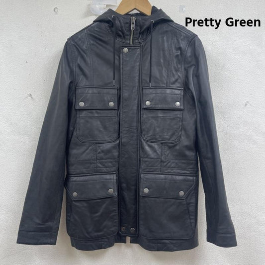 プリティーグリーン Pretty Green ジャケット、上着 レザージャケット 17aw Corper Leather Jacket フード ジャケット 2 黒 / ブラック / black メンズ USED 古着 中古 50160033