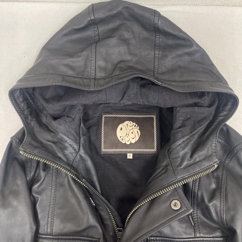 プリティーグリーン Pretty Green ジャケット、上着 レザージャケット 17aw Corper Leather Jacket フード ジャケット 2 黒 / ブラック / black メンズ USED 古着 中古 50160033