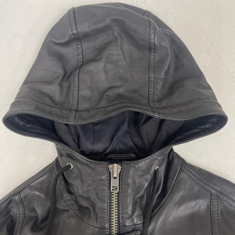 プリティーグリーン Pretty Green ジャケット、上着 レザージャケット 17aw Corper Leather Jacket フード ジャケット 2 黒 / ブラック / black メンズ USED 古着 中古 50160033