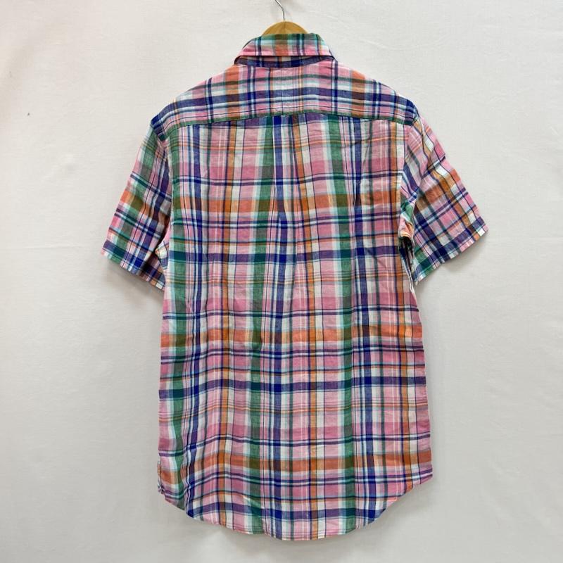 ラルフローレン RALPHLAUREN シャツ、ブラウス 半袖 リネン 100% 半袖 マドラスチェック シャツ S 桃 / ピンク / pink X 青 / ブルー / blue X 橙 / オレンジ / orange X 緑 / グリーン / green メンズ USED 古着 中古 50160048