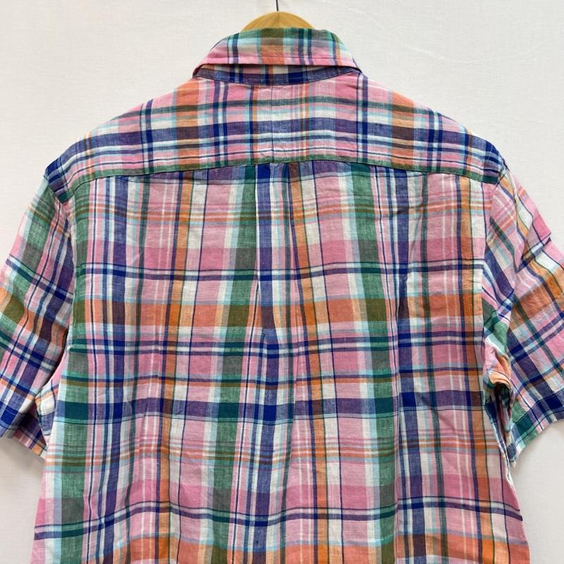 ラルフローレン RALPHLAUREN シャツ、ブラウス 半袖 リネン 100% 半袖 マドラスチェック シャツ S 桃 / ピンク / pink X 青 / ブルー / blue X 橙 / オレンジ / orange X 緑 / グリーン / green メンズ USED 古着 中古 50160048