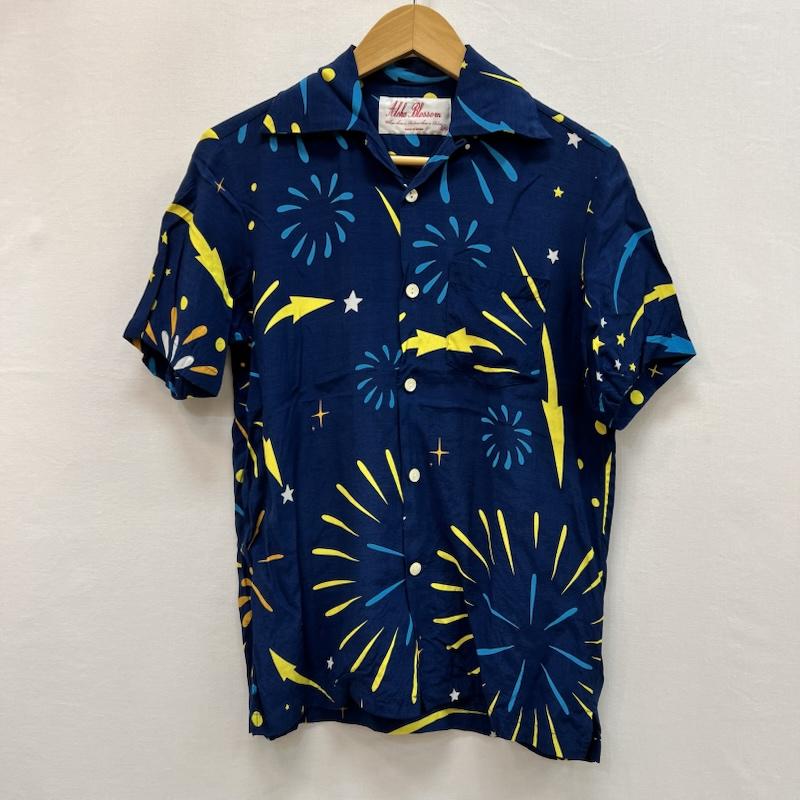 古着 USED シャツ、ブラウス 半袖 Aloha Blossom アロハブロッサム 花火 アロハシャツ 36 紺 / ネイビー / navy メンズ USED 古着 中古 50160056
