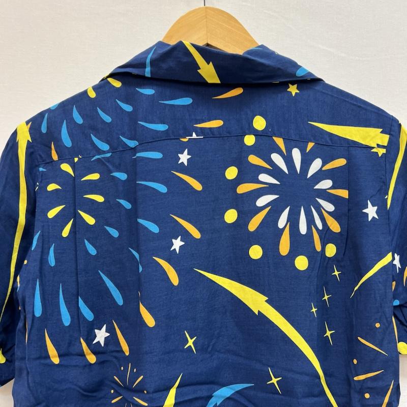 古着 USED シャツ、ブラウス 半袖 Aloha Blossom アロハブロッサム 花火 アロハシャツ 36 紺 / ネイビー / navy メンズ USED 古着 中古 50160056