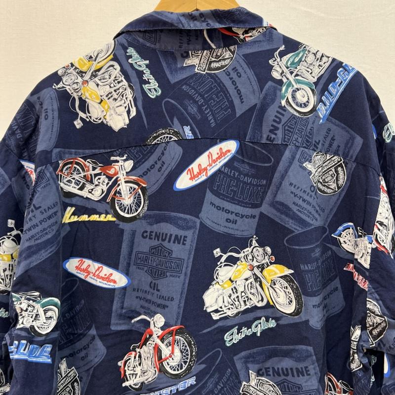 ハーレーダビッドソン Harley-Davidson シャツ、ブラウス 半袖 ハワイ製 モーターサイクル バイク アロハシャツ ビンテージ XXL 紺 / ネイビー / navy メンズ USED 古着 中古 50160057