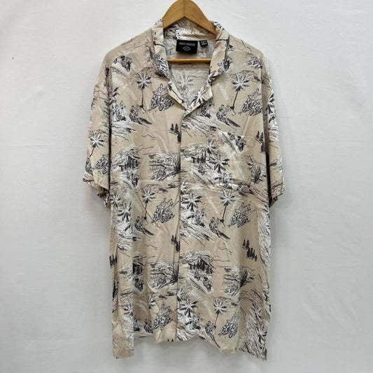 ハーレーダビッドソン Harley-Davidson シャツ、ブラウス 半袖 レーヨン アロハシャツ XL ベージュ / ベージュ / beige メンズ USED 古着 中古 50160058