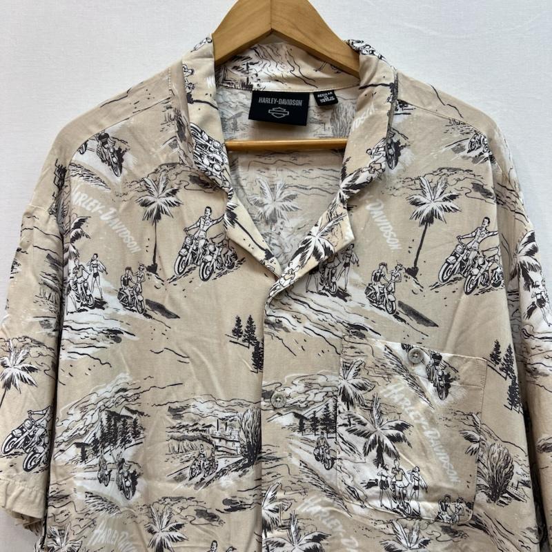 ハーレーダビッドソン Harley-Davidson シャツ、ブラウス 半袖 レーヨン アロハシャツ XL ベージュ / ベージュ / beige メンズ USED 古着 中古 50160058