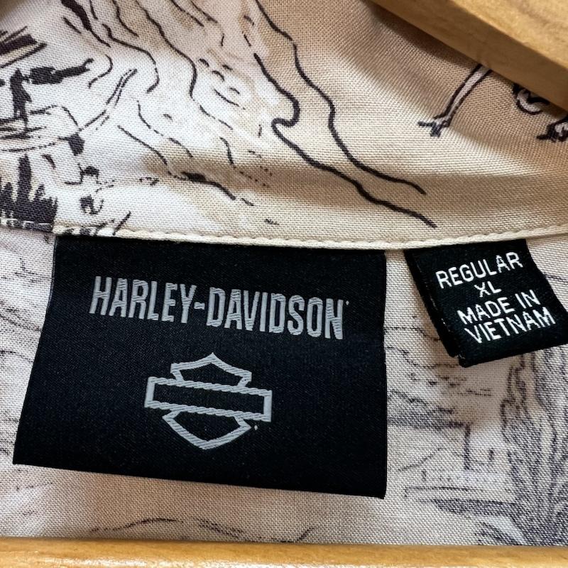 ハーレーダビッドソン Harley-Davidson シャツ、ブラウス 半袖 レーヨン アロハシャツ XL ベージュ / ベージュ / beige メンズ USED 古着 中古 50160058