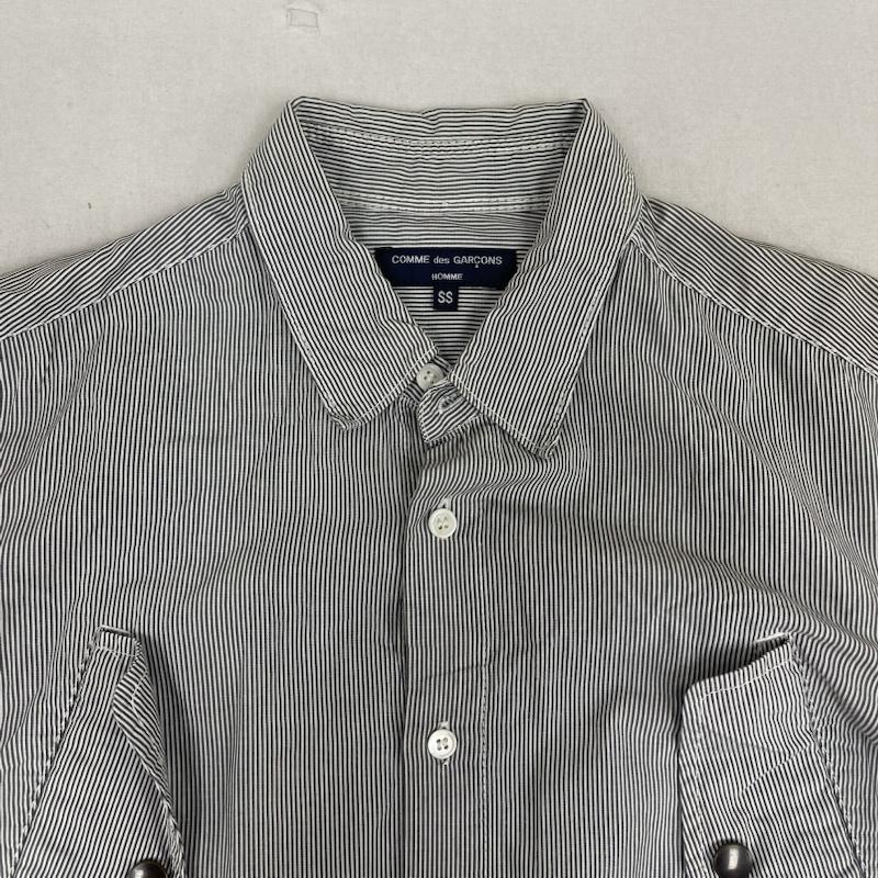 コムデギャルソンオム COMME des GARCONS HOMME シャツ、ブラウス 長袖 日本製 ストライプ 柄 長袖 シャツ ht-b035 XS 灰 / グレー / gray メンズ USED 古着 中古 50160107