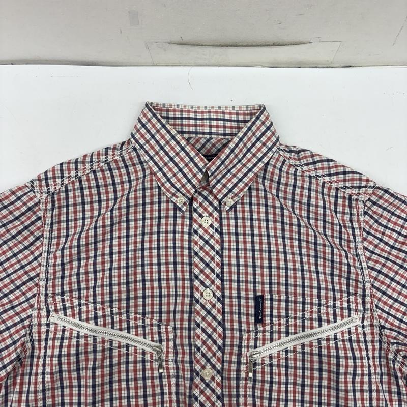 ジュンヤワタナベマン JUNYA WATANABE MAN シャツ、ブラウス 半袖 06ss Ben herman ジッパー ポケット パッカリング チェック 半袖 シャツ WQ-B037 XS 白 / ホワイト / white X 赤 / レッド / red X 青 / ブルー / blue メンズ USED 古着 中古 50160112