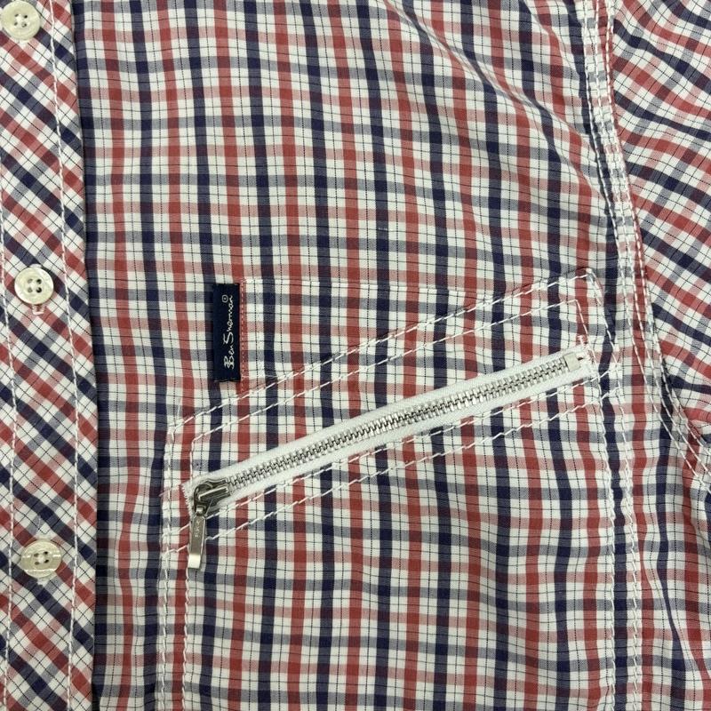 ジュンヤワタナベマン JUNYA WATANABE MAN シャツ、ブラウス 半袖 06ss Ben herman ジッパー ポケット パッカリング チェック 半袖 シャツ WQ-B037 XS 白 / ホワイト / white X 赤 / レッド / red X 青 / ブルー / blue メンズ USED 古着 中古 50160112