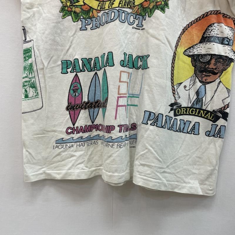 ヴィンテージ VINTAGE Tシャツ 半袖 80s 90s USA製 Panama Jack パナマジャック グラフィック プリント Tシャツ one 総柄 X キャラクター 白 / ホワイト / white メンズ USED 古着 中古 50160130