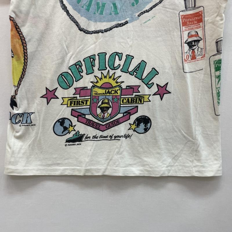 ヴィンテージ VINTAGE Tシャツ 半袖 80s 90s USA製 Panama Jack パナマジャック グラフィック プリント Tシャツ one 総柄 X キャラクター 白 / ホワイト / white メンズ USED 古着 中古 50160130