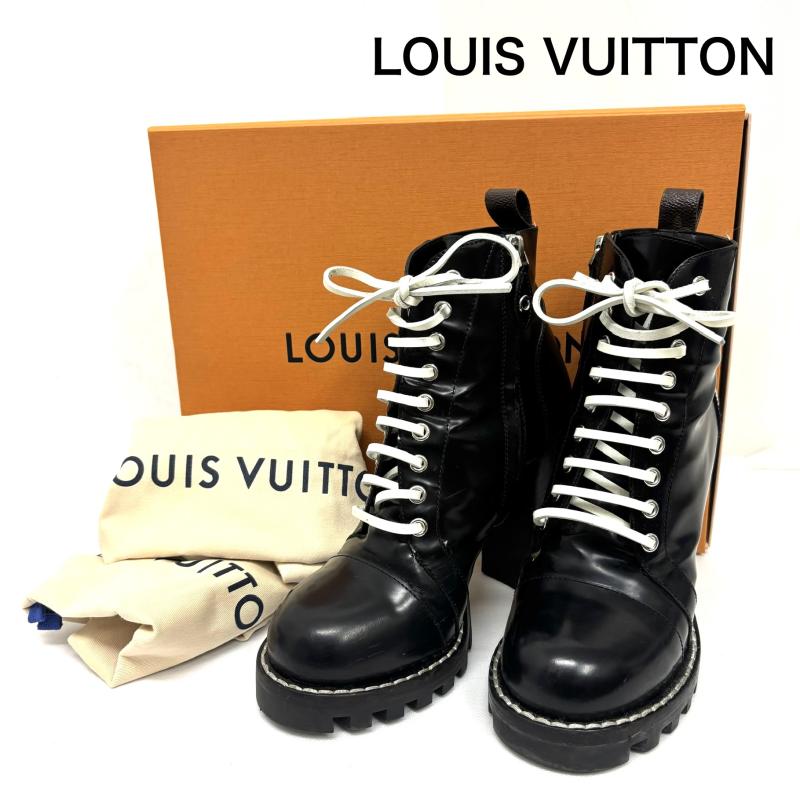 ルイヴィトン LOUIS VUITTON ブーツ ショートブーツ スタートレイル アンクルブーツ サイドジップ サイズ 38 - レディース USED 古着 中古 50160138
