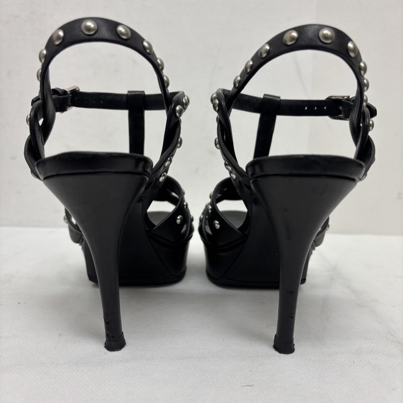 サンローランパリ SAINT LAURENT PARIS パンプス パンプス ブラックレザー スタッズ トリビュート プラットフォーム サンダル ヒール サイズ 38 - 黒 / ブラック / black レディース USED 古着 中古 50160141