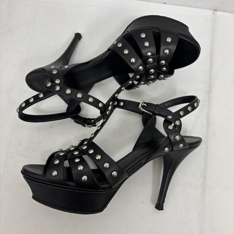 サンローランパリ SAINT LAURENT PARIS パンプス パンプス ブラックレザー スタッズ トリビュート プラットフォーム サンダル ヒール サイズ 38 - 黒 / ブラック / black レディース USED 古着 中古 50160141