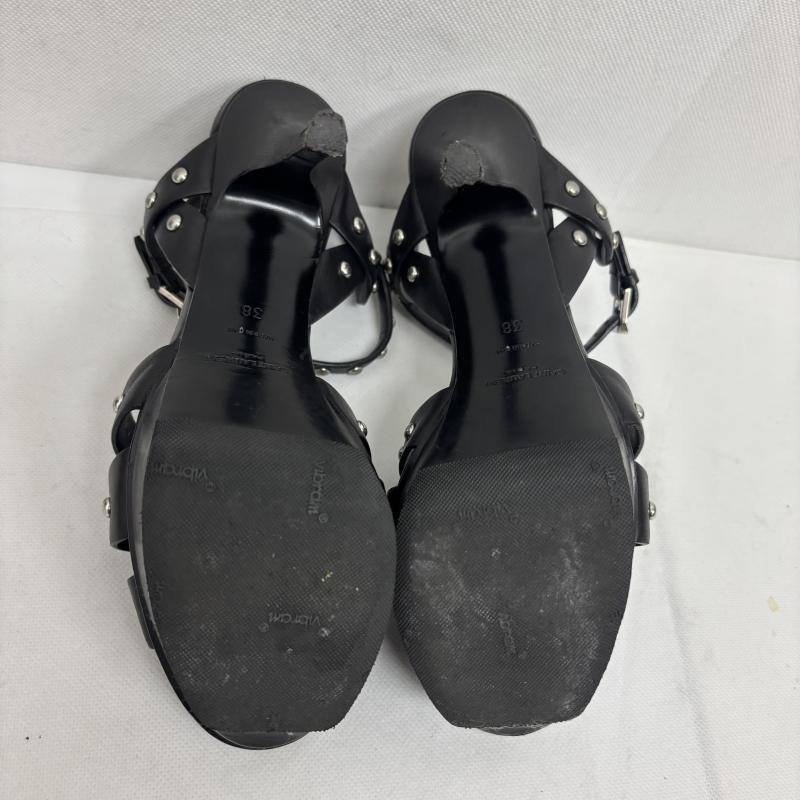 サンローランパリ SAINT LAURENT PARIS パンプス パンプス ブラックレザー スタッズ トリビュート プラットフォーム サンダル ヒール サイズ 38 - 黒 / ブラック / black レディース USED 古着 中古 50160141