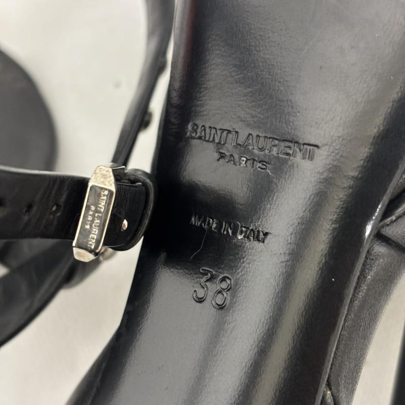 サンローランパリ SAINT LAURENT PARIS パンプス パンプス ブラックレザー スタッズ トリビュート プラットフォーム サンダル ヒール サイズ 38 - 黒 / ブラック / black レディース USED 古着 中古 50160141