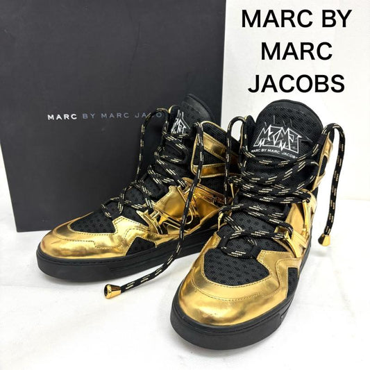 マークバイマークジェイコブス MARC by MARC JACOBS スニーカー スニーカー ハイカットスニーカー ブラック ゴールド M9000426 US：8 レディース USED 古着 中古 50160142