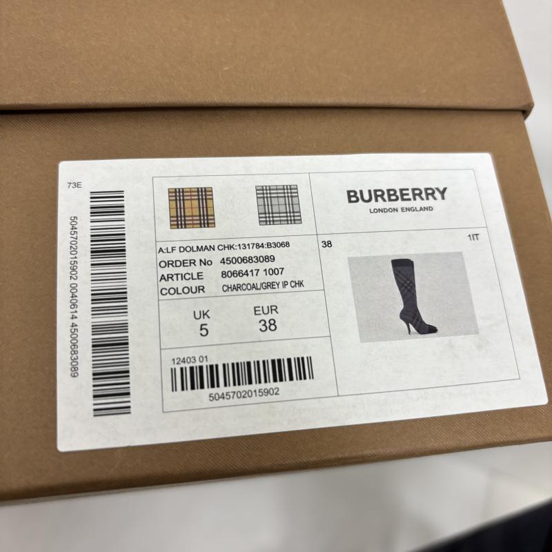 バーバリーロンドン Burberry London ブーツ ニーハイブーツ ニットチェック ソックスブーツ サイズ 38 UK：5 灰 / グレー / gray レディース USED 古着 中古 50160144