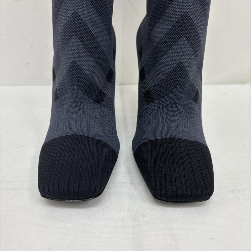 バーバリーロンドン Burberry London ブーツ ニーハイブーツ ニットチェック ソックスブーツ サイズ 38 UK：5 灰 / グレー / gray レディース USED 古着 中古 50160144