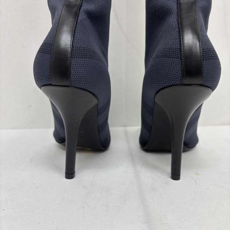 バーバリーロンドン Burberry London ブーツ ニーハイブーツ ニットチェック ソックスブーツ サイズ 38 UK：5 灰 / グレー / gray レディース USED 古着 中古 50160144