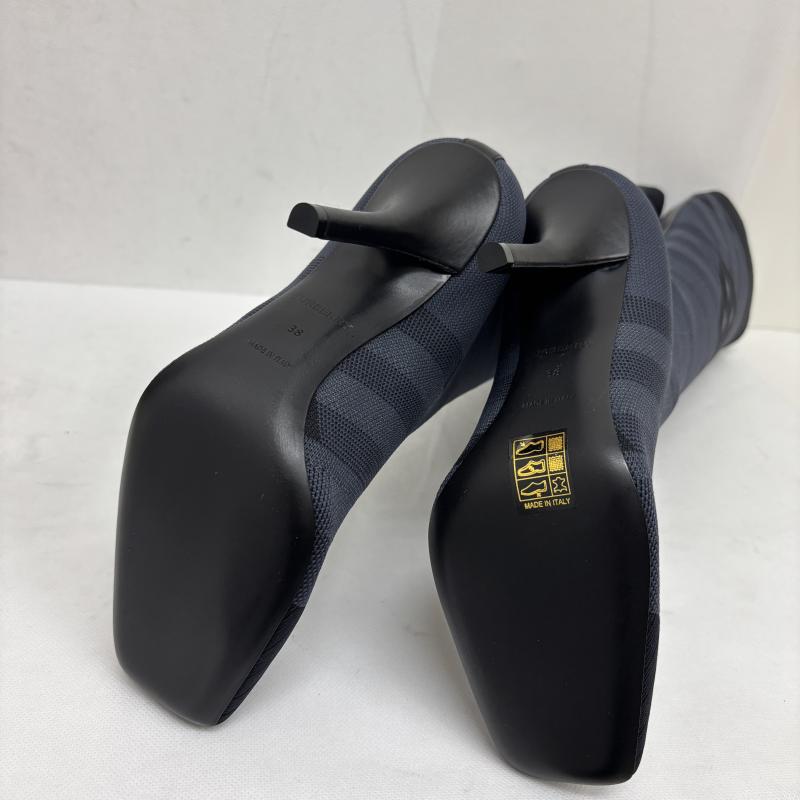 バーバリーロンドン Burberry London ブーツ ニーハイブーツ ニットチェック ソックスブーツ サイズ 38 UK：5 灰 / グレー / gray レディース USED 古着 中古 50160144