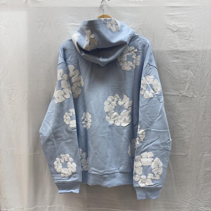 デニムティアーズ DENIM TEARS パーカー 長袖 Cotton Wreath Hoodie フラワー プリント スウェット プルオーバー パーカ L 水色 / ライトブルー / メンズ USED 古着 中古 50160174