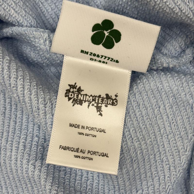 デニムティアーズ DENIM TEARS パーカー 長袖 Cotton Wreath Hoodie フラワー プリント スウェット プルオーバー パーカ L 水色 / ライトブルー / メンズ USED 古着 中古 50160174
