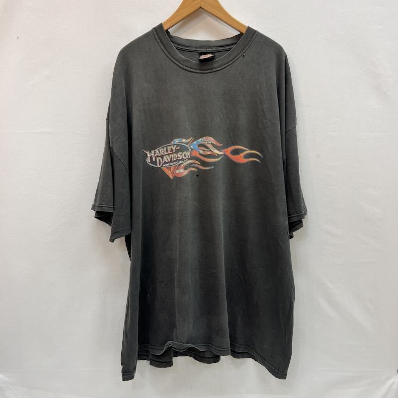 ハーレーダビッドソン Harley-Davidson Tシャツ 半袖 00s USA製 星条旗 ロゴ ヴィンテージ Tシャツ フェード XXXL - 黒 / ブラック / black メンズ USED 古着 中古 50160183