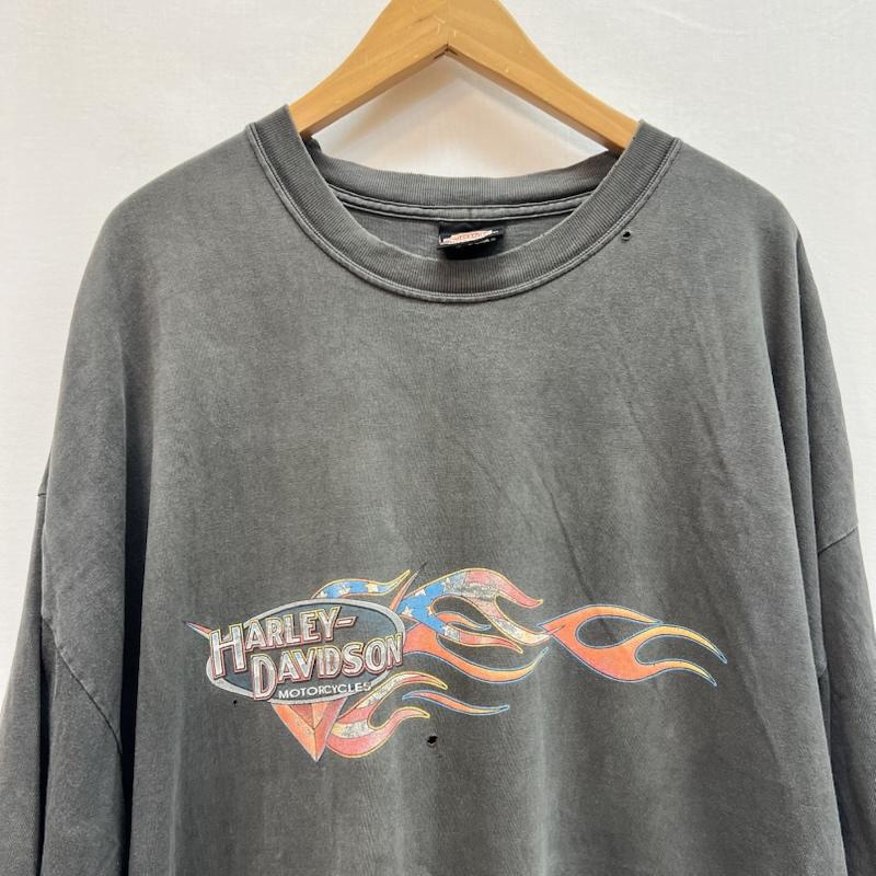 ハーレーダビッドソン Harley-Davidson Tシャツ 半袖 00s USA製 星条旗 ロゴ ヴィンテージ Tシャツ フェード XXXL - 黒 / ブラック / black メンズ USED 古着 中古 50160183