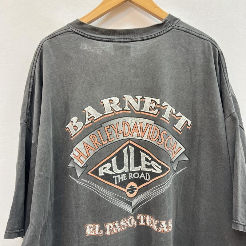 ハーレーダビッドソン Harley-Davidson Tシャツ 半袖 00s USA製 星条旗 ロゴ ヴィンテージ Tシャツ フェード XXXL - 黒 / ブラック / black メンズ USED 古着 中古 50160183