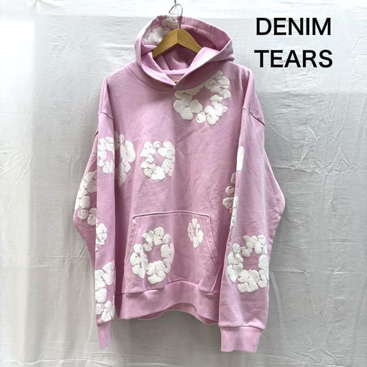 デニムティアーズ DENIM TEARS パーカー 長袖 Cotton Wreath Hoodie フラワー プリント スウェット プルオーバー パーカ XL 桃 / ピンク / pink メンズ USED 古着 中古 50160185
