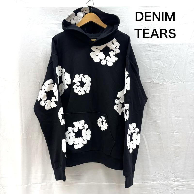 デニムティアーズ DENIM TEARS パーカー 長袖 Cotton Wreath Hoodie フラワー プリント スウェット プルオーバー パーカ XL 黒 / ブラック / black X 白 / ホワイト / white メンズ USED 古着 中古 50160186