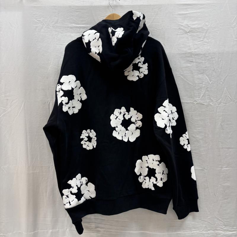 デニムティアーズ DENIM TEARS パーカー 長袖 Cotton Wreath Hoodie フラワー プリント スウェット プルオーバー パーカ XL 黒 / ブラック / black X 白 / ホワイト / white メンズ USED 古着 中古 50160186