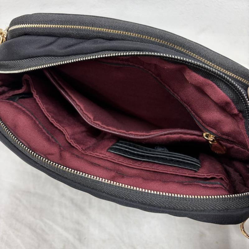 古着 USED ショルダーバッグ ショルダーバッグ TRAVELON トラベロン ナイロン ショルダーバッグ - 無地 X ロゴ、文字 黒 / ブラック / black X 金 / ゴールド / gold color レディース USED 古着 中古 50160192