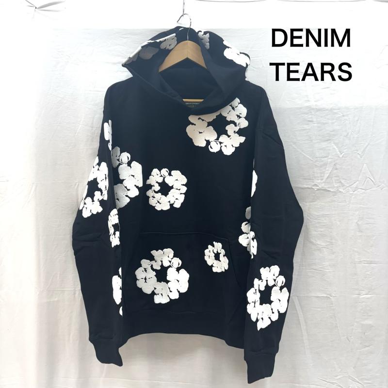 デニムティアーズ DENIM TEARS パーカー 長袖 Cotton Wreath Hoodie フラワー プリント スウェット プルオーバー パーカ M 黒 / ブラック / black X 白 / ホワイト / white メンズ USED 古着 中古 50160200