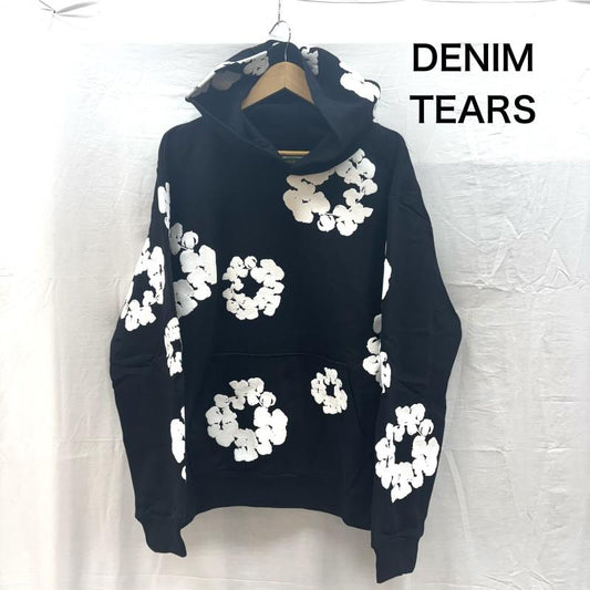 デニムティアーズ DENIM TEARS パーカー 長袖 Cotton Wreath Hoodie フラワー プリント スウェット プルオーバー パーカ M 黒 / ブラック / black X 白 / ホワイト / white メンズ USED 古着 中古 50160200