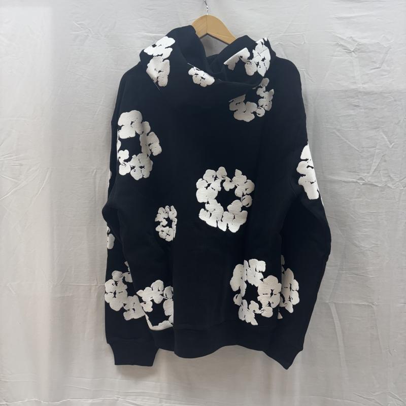デニムティアーズ DENIM TEARS パーカー 長袖 Cotton Wreath Hoodie フラワー プリント スウェット プルオーバー パーカ M 黒 / ブラック / black X 白 / ホワイト / white メンズ USED 古着 中古 50160200