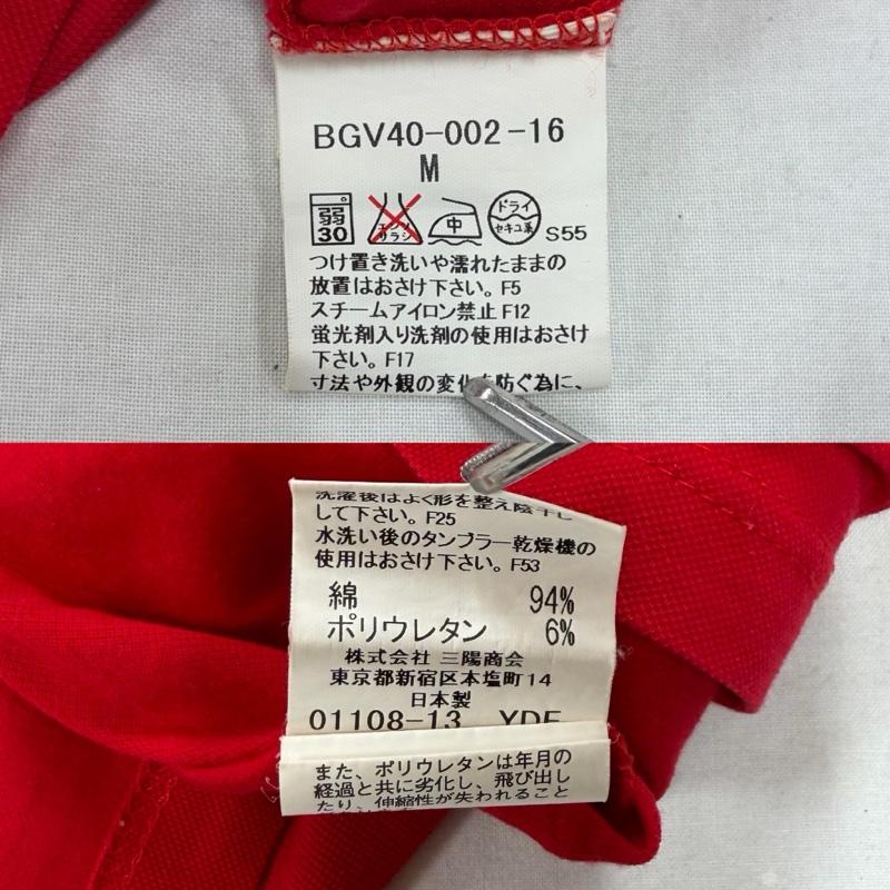 バーバリー BURBERRY ポロシャツ 長袖 GOLF ゴルフ 長袖 ポロシャツ ノバチェック ロゴ 刺繍 M ロゴ、文字 X 刺繍 赤 / レッド / red レディース USED 古着 中古 50160201