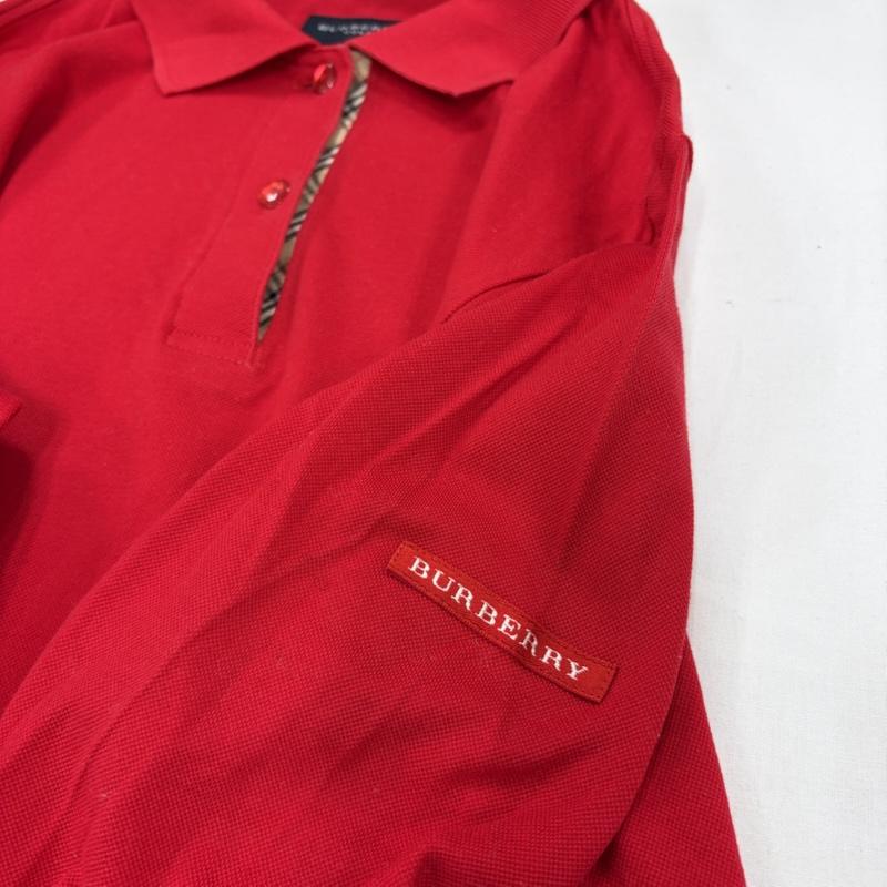 バーバリー BURBERRY ポロシャツ 長袖 GOLF ゴルフ 長袖 ポロシャツ ノバチェック ロゴ 刺繍 M ロゴ、文字 X 刺繍 赤 / レッド / red レディース USED 古着 中古 50160201