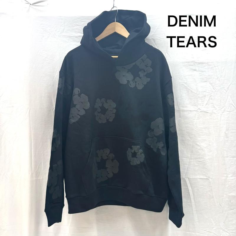 デニムティアーズ DENIM TEARS パーカー 長袖 Cotton Wreath Hoodie フラワー プリント スウェット プルオーバー パーカ M 黒 / ブラック / black メンズ USED 古着 中古 50160211