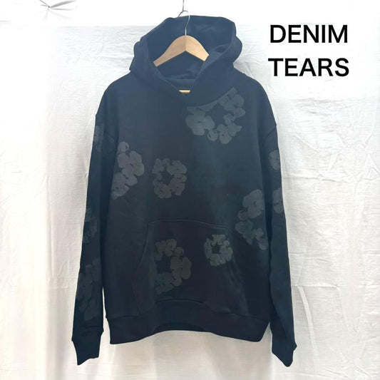 デニムティアーズ DENIM TEARS パーカー 長袖 Cotton Wreath Hoodie フラワー プリント スウェット プルオーバー パーカ M 黒 / ブラック / black メンズ USED 古着 中古 50160211