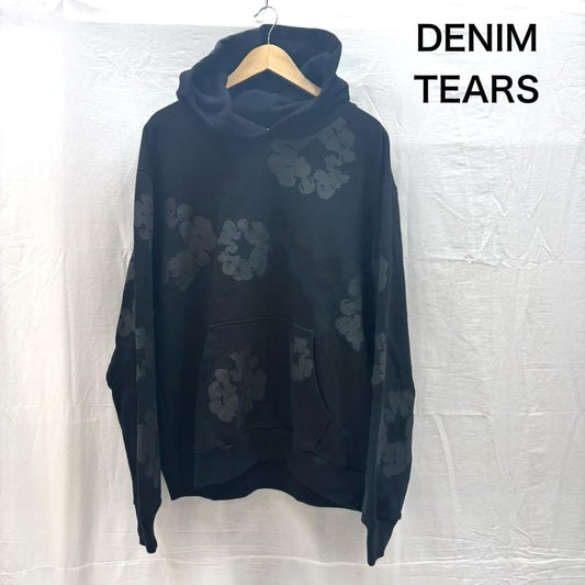 デニムティアーズ DENIM TEARS パーカー 長袖 Cotton Wreath Hoodie フラワー プリント スウェット プルオーバー パーカ L 黒 / ブラック / black メンズ USED 古着 中古 50160214