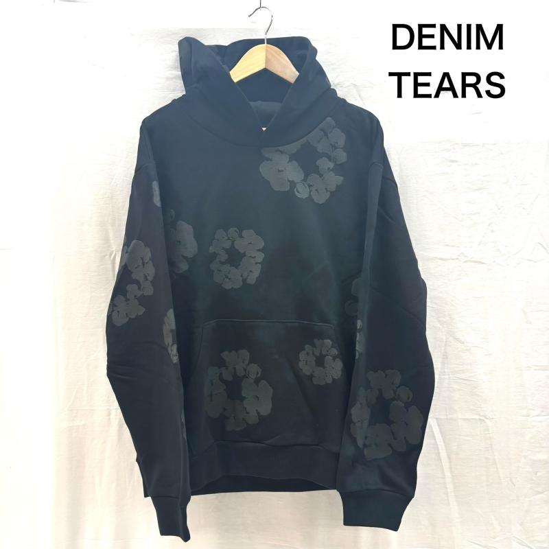 デニムティアーズ DENIM TEARS パーカー 長袖 Cotton Wreath Hoodie フラワー プリント スウェット プルオーバー パーカ M 黒 / ブラック / black メンズ USED 古着 中古 50160218
