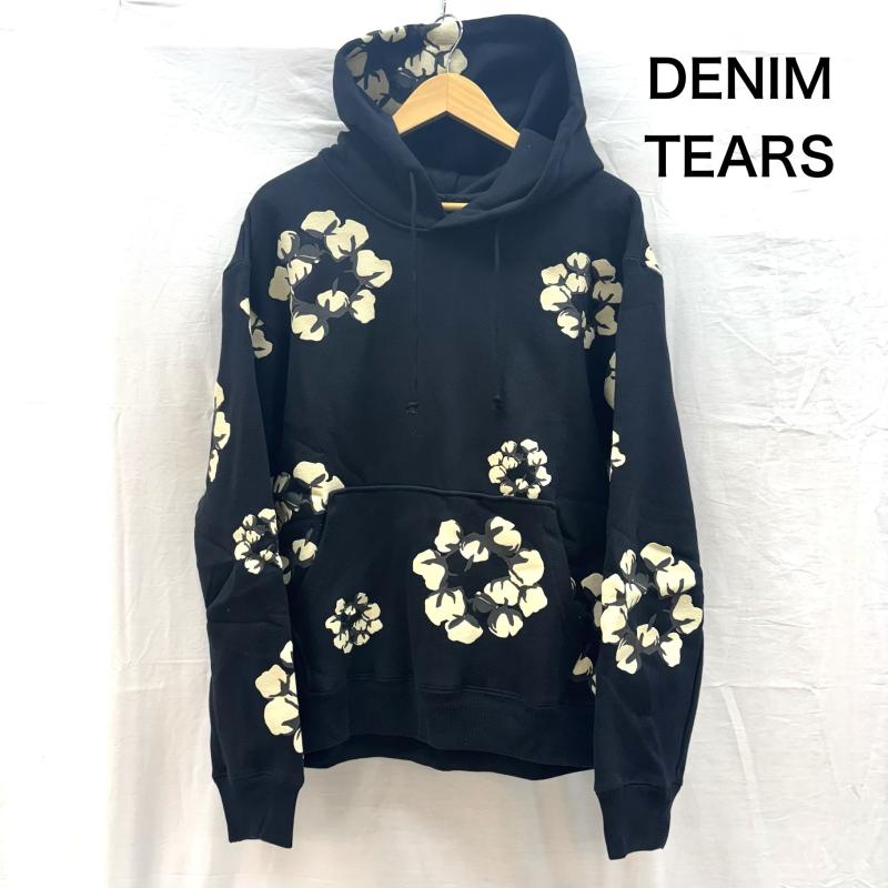 デニムティアーズ DENIM TEARS パーカー 長袖 Cotton Wreath Hoodie フラワー プリント スウェット プルオーバー パーカ S 黒 / ブラック / black メンズ USED 古着 中古 50160224