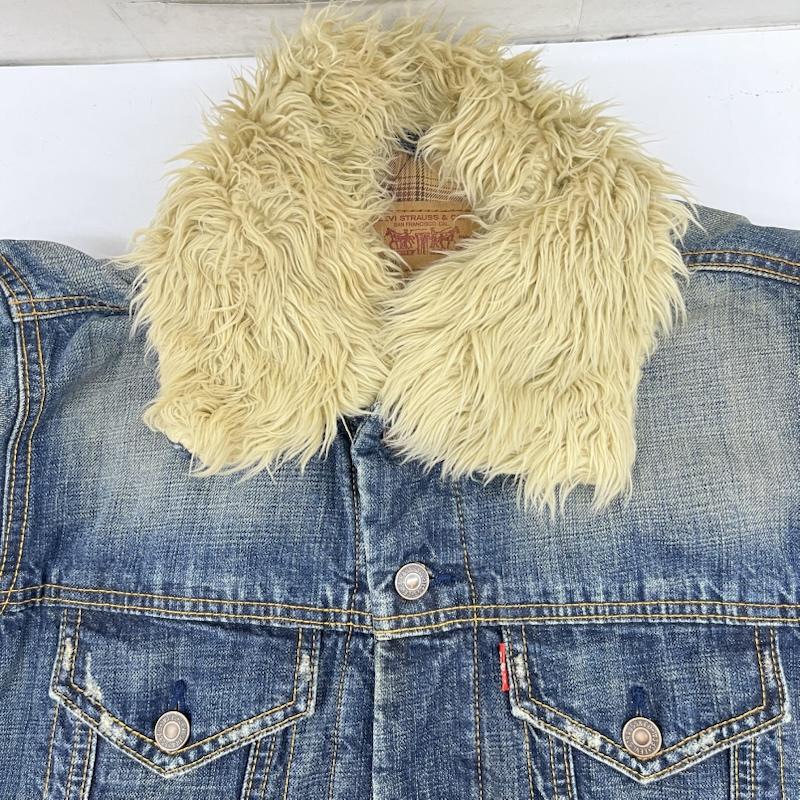 リーバイス Levi s ジャケット、上着 ジャケット、ブレザー 00s 70500-00 襟 ファー 中綿 デニム ジャケット M 無地 インディゴ / インディゴ / Indigo メンズ USED 古着 中古 50160257