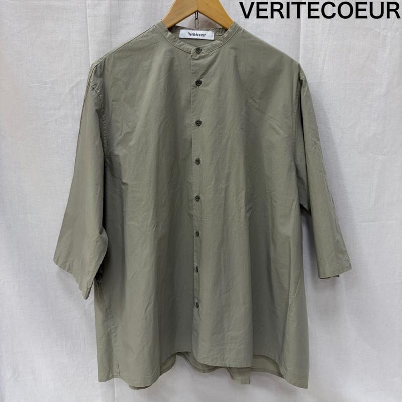 ヴェリテクール Veritecoeur シャツ、ブラウス 七分袖 ST-167 ギャザーブラウス グレー FREE 日本製 cotton100% FREE 無地 灰 / グレー / gray レディース USED 古着 中古 50160263