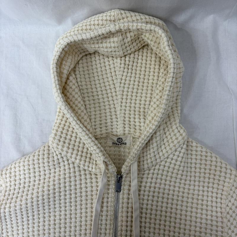 シーグリーン Seagreen パーカー 長袖 msea24s0846-m BIG WAFFLE HOODIE cream SIZE:4(XL) ダブルジップ XL 無地 アイボリー / アイボリー / メンズ USED 古着 中古 50160266